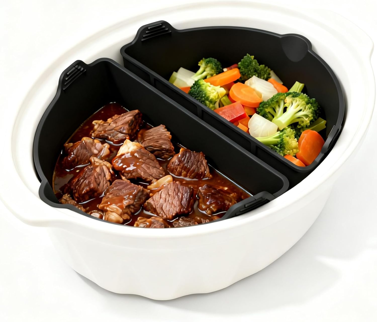 Cooker Divider Insert for 6-8 Quart Oval Crock Pot, Reusable Heat Resistant Liners, Cook Two Meals at Once without United States