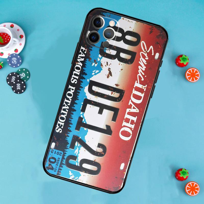 Retro Funny License Plate Phone Case For iPhone 17 Air 14 16 15 11 12 13 Pro Max 12 13 Mini 15 16 Plus 16e Cover Funda