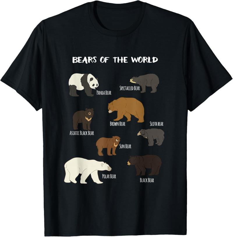 Bears of The World Grizzly Bear Panda Black Polar T Shirt T-Shirt Sweatshirt Hoodie Tank Top for Men Women Kids S разноцветный
