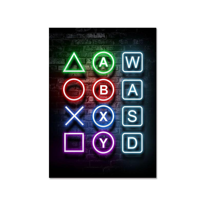 Mode Retro Spielzimmer Neon Poster und Drucke Moderne Leinwand Malerei Wand Kunst Bild für Gamer Junge Schlafzimmer Dekoration