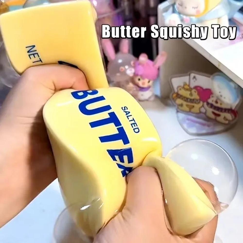Super Soft Butter Squishy Toy Tpr Slow Rebound Squeeze Toy Stress Relief Fidget Toy Realistic Butter Shape Decompression Vent To
