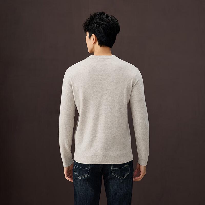 HLA Men's Classic Crew Neck 100% Wool Knit Sweater