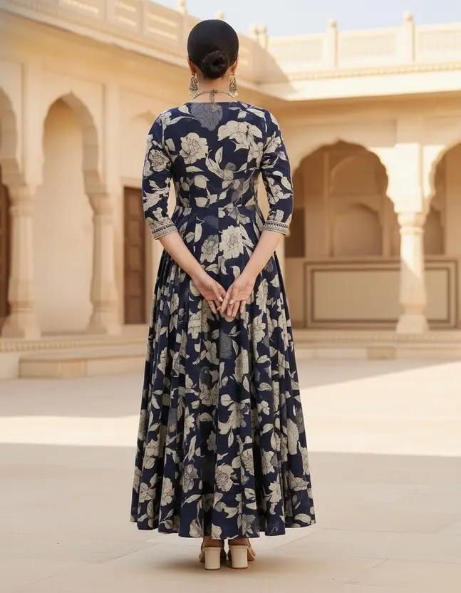 Women Printed Pure Cotton Anarkali Kurta (Multicolor)