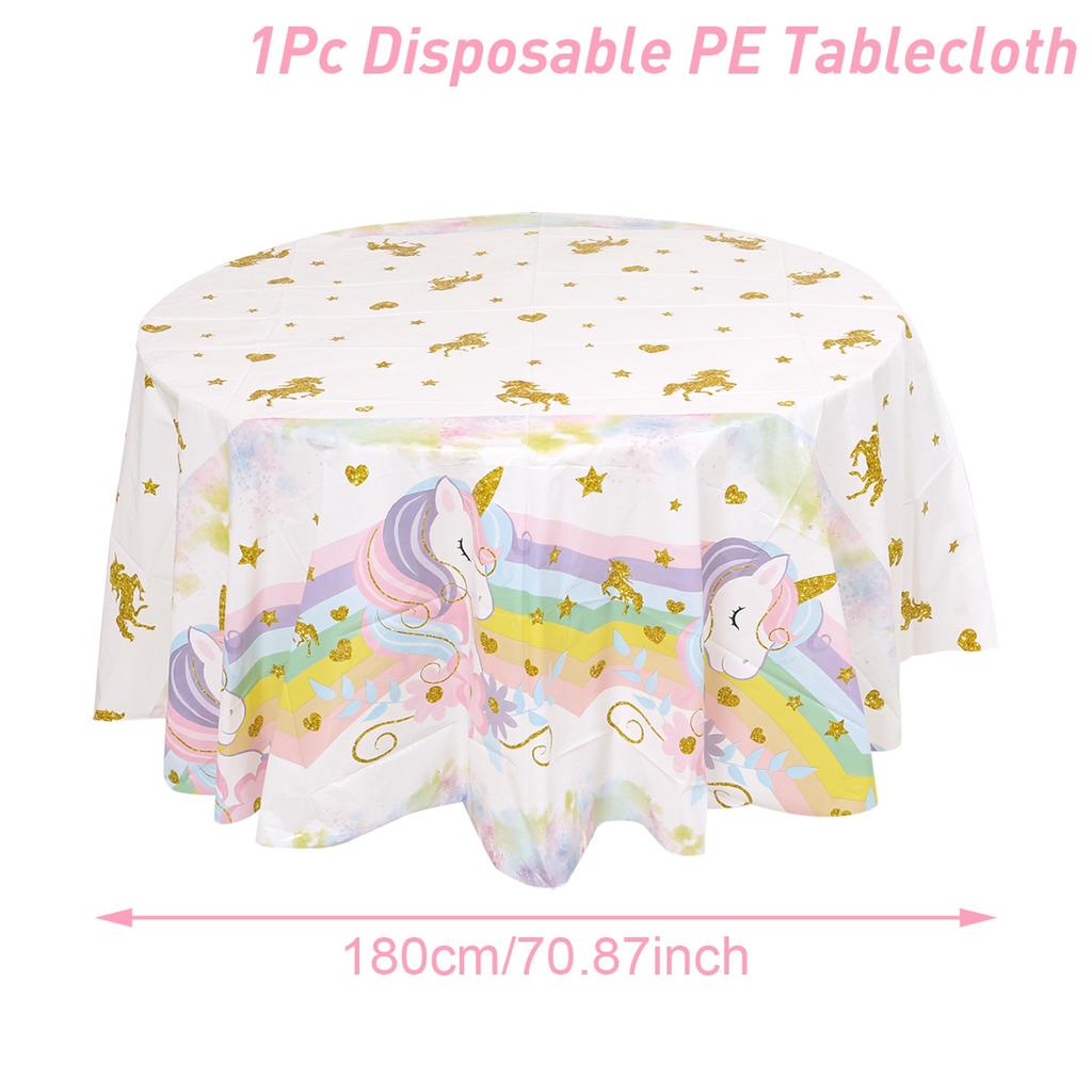 Rainbow Unicorn Round Tablecloth Unicorn Birthday Party Decoration Kids Girl Favors Gift Round Table Cover Baby Shower Supplies