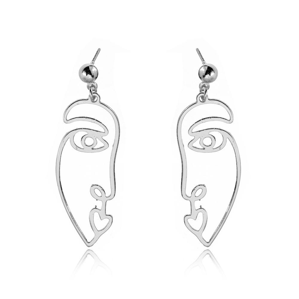 Alloy Face Elegant Earrings For Women Modern Cartoon Expression Design Jewelry