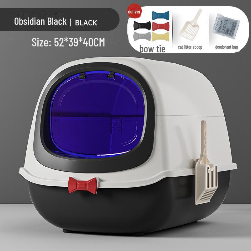 Extra Large UV-Lit Enclosed Cat Litter Box with Scoop