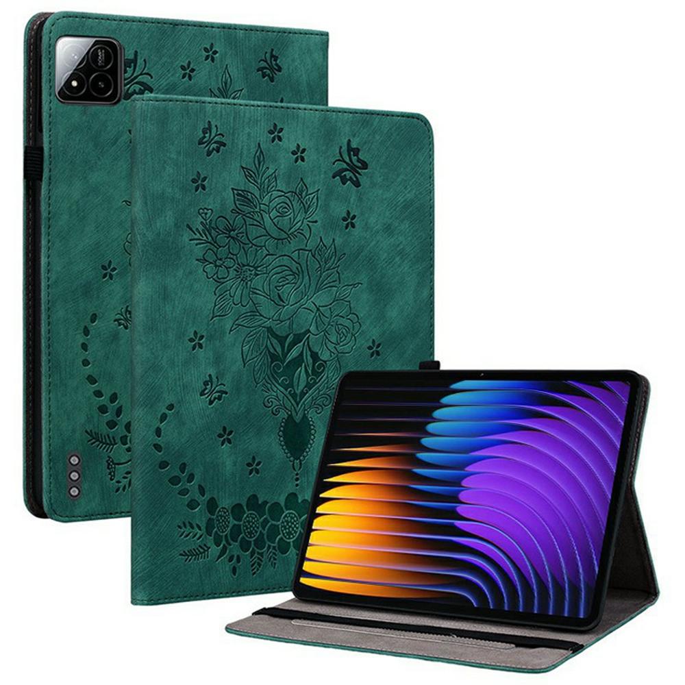 For Xiaomi Poco Pad X1/Pad 8 Pro/Pad 8/Pad 7 Pro/Pad 7 Case Card Holder Anti-Scratch Leather Cover Rose Flower Imprint