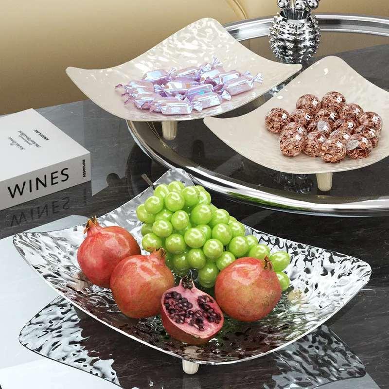 Transparente quadratische Obstteller Wohnzimmer Nuss-Snack-Obstschale Party-Tisch Süßigkeiten-Lebensmittel-Aufbewahrungstablett Obstteller Knochenscheibe