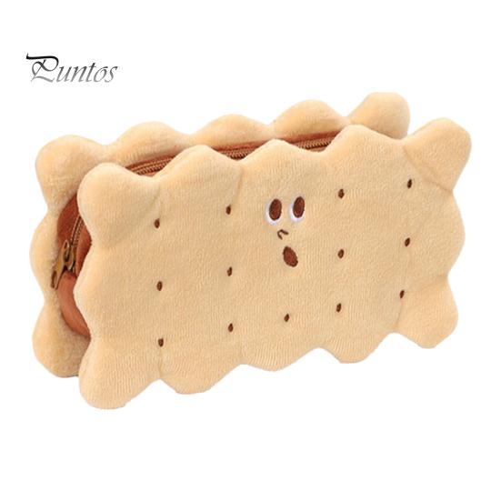 Soft Cookie Stationery Bag Shape Plush Bag, Stuffed Biscuit Pencil Small Organizer for Study Essentials Case, Large Capacity Cosmetic Organizer,