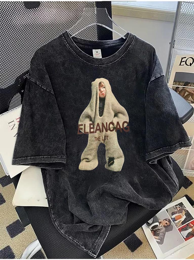 Oversized Cotton Shortsleeved TShirt Praying Child Illustration Graphic Tee Soft Vintage Feel Loose Fit Top for Men Women