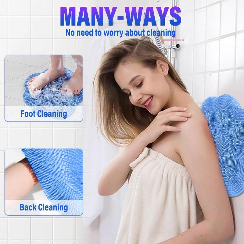 Silicone Rub Back Brush Bathroom Non-slip Wash Foot Pad Massage Shower Mat with Sucker Bath Massage Foot Exfoliating Brush Pad