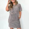 Damenkleid, Rundhalsausschnitt, kurze Ärmel, Brusttasche, Vintage-Stil, Übergröße, kurzes Kleid im Used-Look, einfarbig, Pullover, lässig, für den Alltag, Minikleid