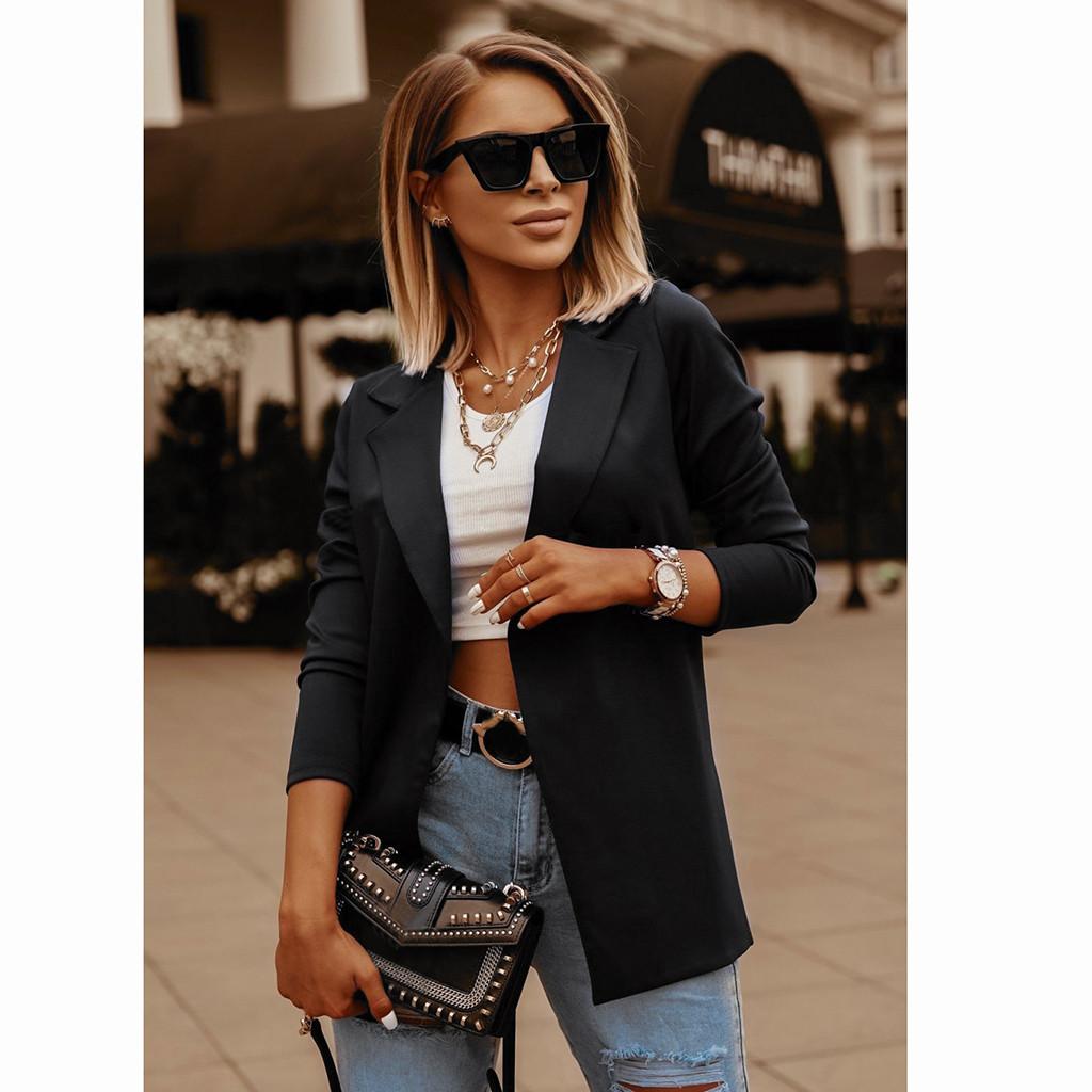 Women Loose Top Long Sleeve Casual Jacket Ladies Wear Coat Blouse