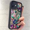 Black Diamond Flower Grooved Case for iPhone 15/16/17 Pro Max - Protective Cover.