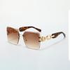 New In Vintage Sunglasses For Women Modern Stylish Frameless Glasses Golden Chain Gradient Lenses Glasses Women Sun Glasses