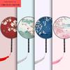Double-Sided Traditional Chinese Style Women's Long-Handled Fan with Tassels for Hanfu, Cheongsam, Dance, and Children's Summer Round Fan