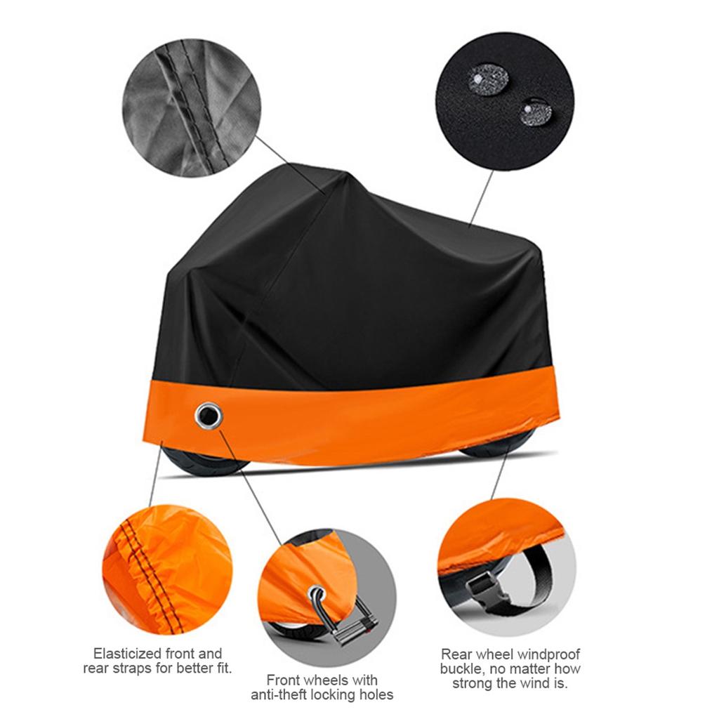 Motorcycle Cover Waterproof UV Protective Outdoor Motorbike Scooter Cover 190T Thickened Motors Dust Rain Cover for All Weather