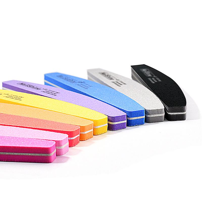 Nail Salon High-Elastic Half-Moon Sanding and Shaping Multi-Color Sponge Nail File