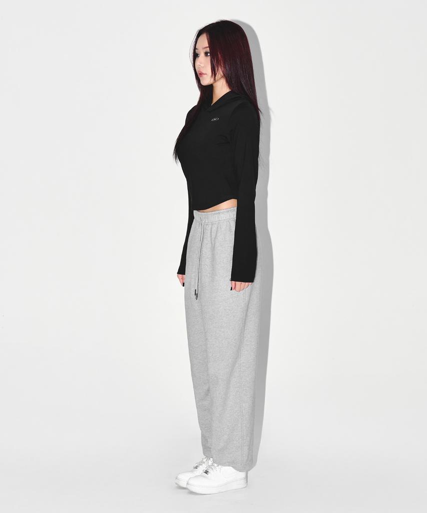 BORN TO WIN W Semi Wide Sweat Jogger Pants [Melange Grey]