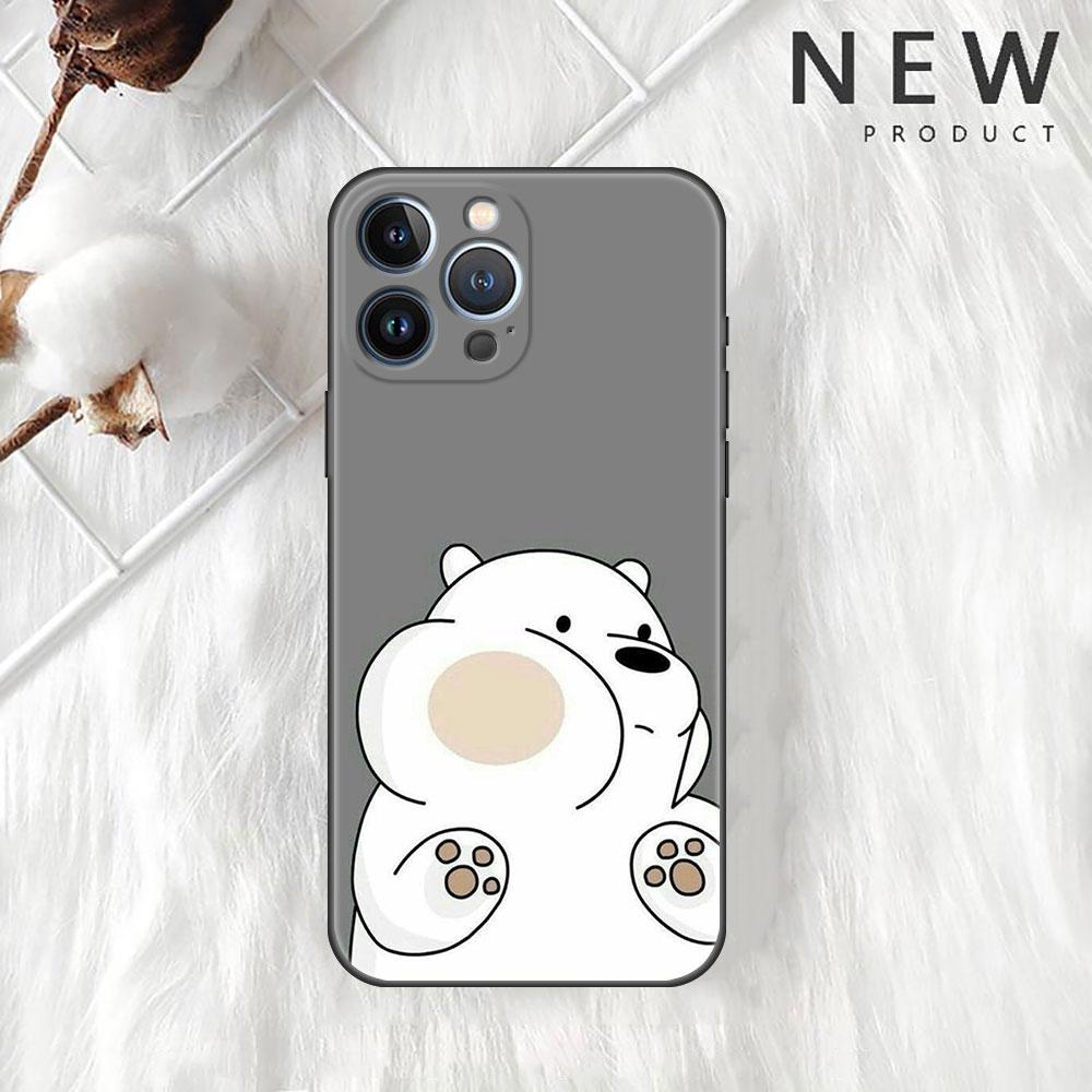 Funda Case For Apple iPhone 14 11 13 7 12 Pro 7 XR XS Max 8 Plus 6 14Pro 13Mini Black Soft Phone Coque We Bare Bears Cartoon