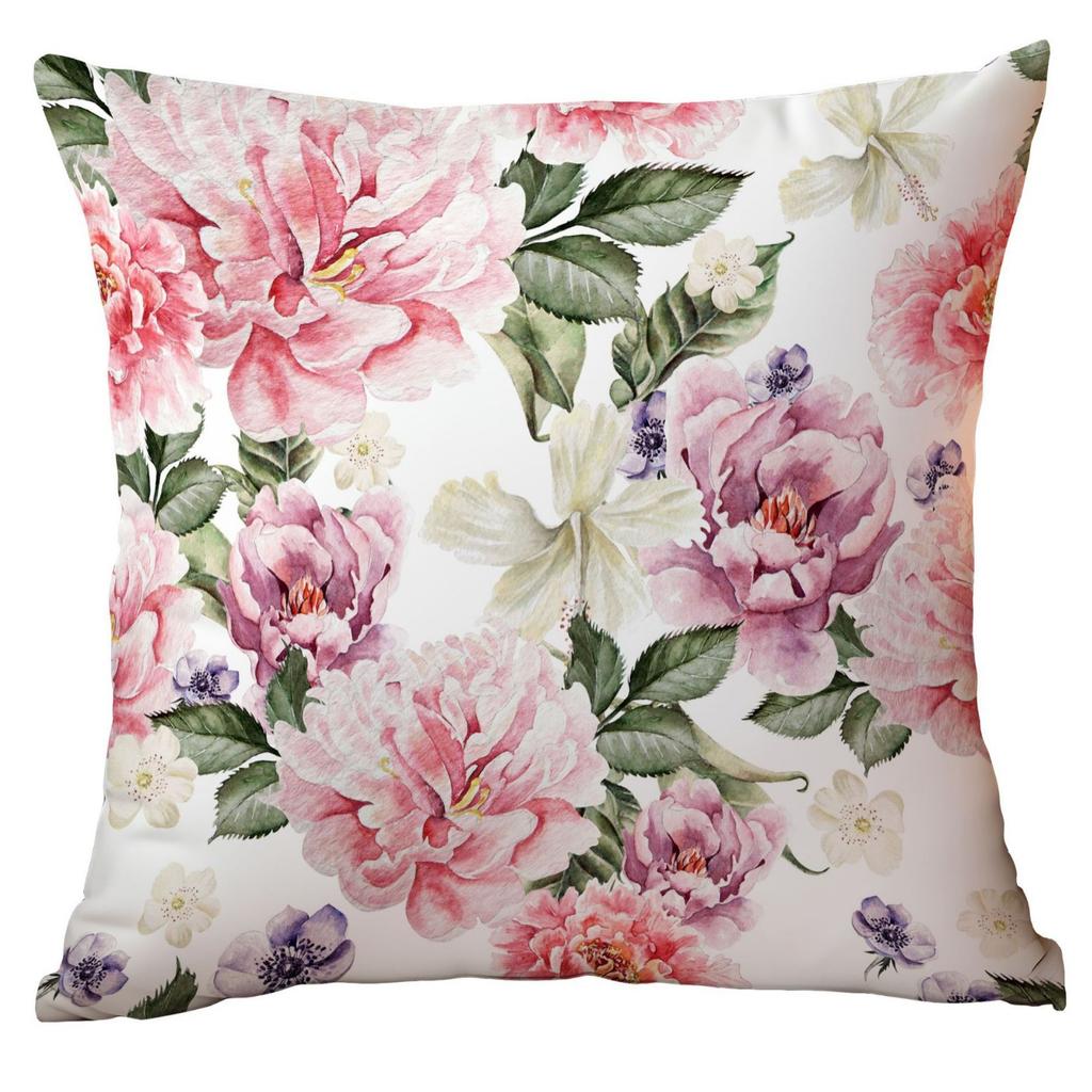 Chinesischer Stil Blumen und Grüne Blätter Kissenbezug Blumen und Blätter Sofa Kissen Sitzkissenbezug Premium Langlebig