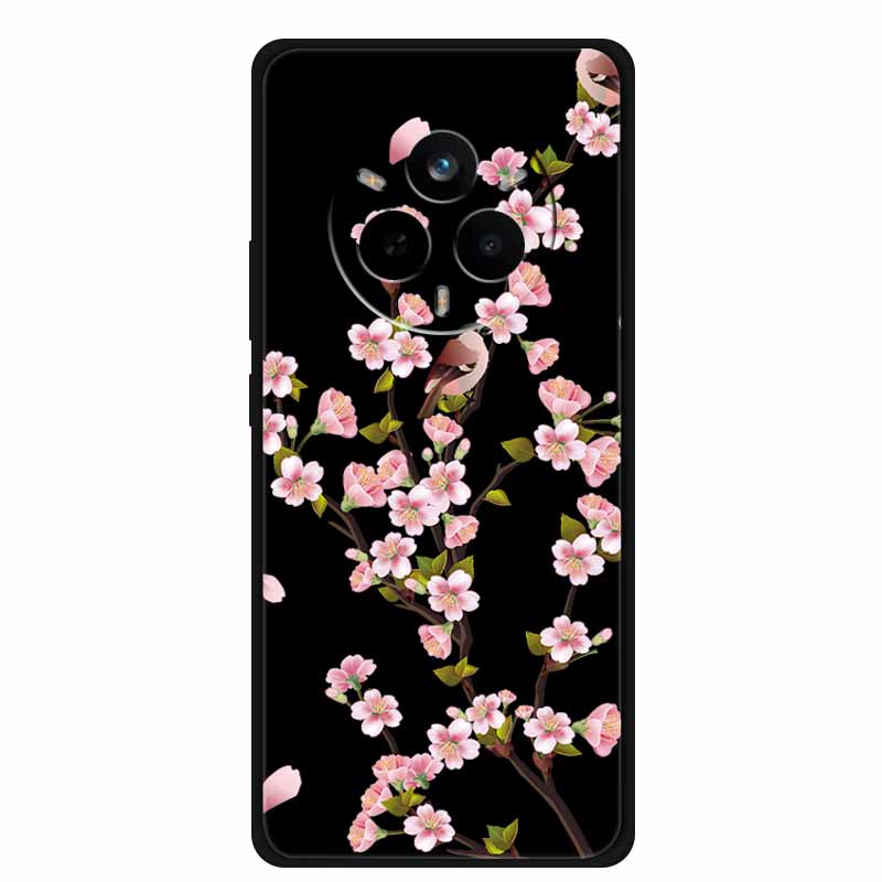 For Realme 14 Pro Case Luxury Phone Cover For Realme 14 Pro+ Cute Floral Black Silicone Soft Case TPU Funda Realme 14 Pro Plus