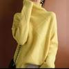 Womens High Neck Knit Sweater Solid Color Rhombus Warm Thick Long Sleeve Pullover