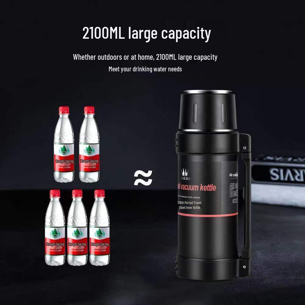 316 Stainless Steel Insulated 2L Travel Thermos - Portable Outdoor Water Bottle