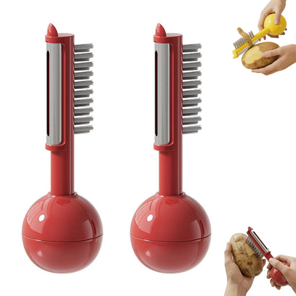 2-in-1 Gemüseschäler und Messerset mit Sicherheitsabdeckung Edelstahl Kartoffel-Fruchtschäler Gurkenschneider Camping-Reise-Set