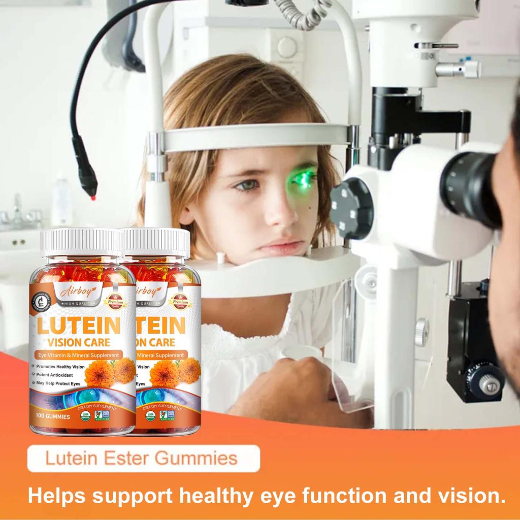 Lutein-Gummibärchen für die Augengesundheit, Enthält Zeaxanthin, Lutein-Multivitamin, Schützt die Augen, Starkes Antioxidans, Geeignet für Erwachsene