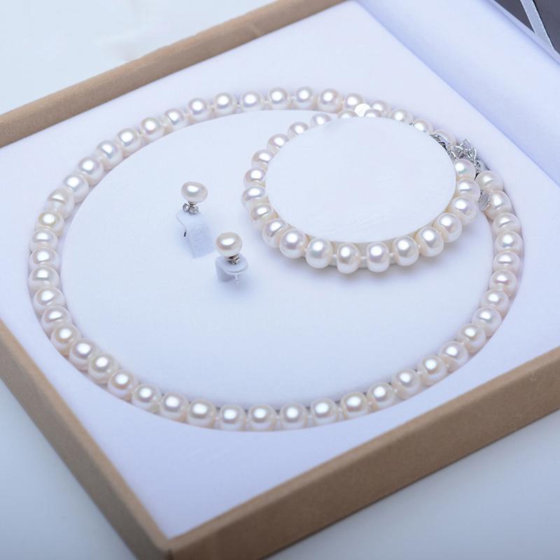 Set Gioielli Perle D'Acqua Dolce: Orecchini, Collana E Bracciale - Regalo Perfetto
