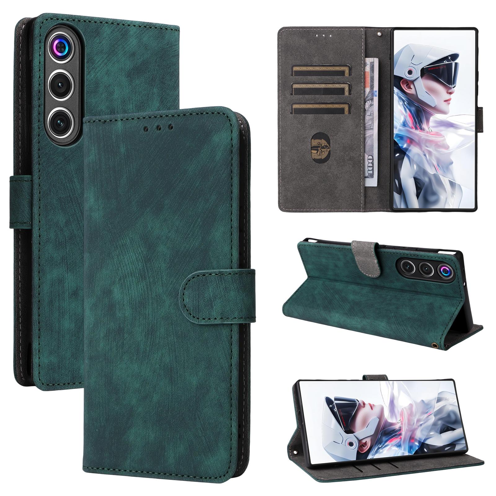 

Флип-чехол для ZTE nubia RedMagic 10 Air из искусственной кожи с полной защитой корпуса и [блокировкой RFID], ударопрочный, прочный ретро-чехол для телефона ZTE nubia RedMagic 10 Air зелёный