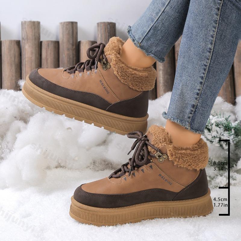 Fashion 2025 Winter New Retro Warm Thick Soled High Top Snow Boots for Women's Comfortable Versatile Fashion Plush Cotton Platform Boots