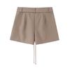   European and American Style New Women's Fashionable Casual Drawstring Belt Pleated Shorts