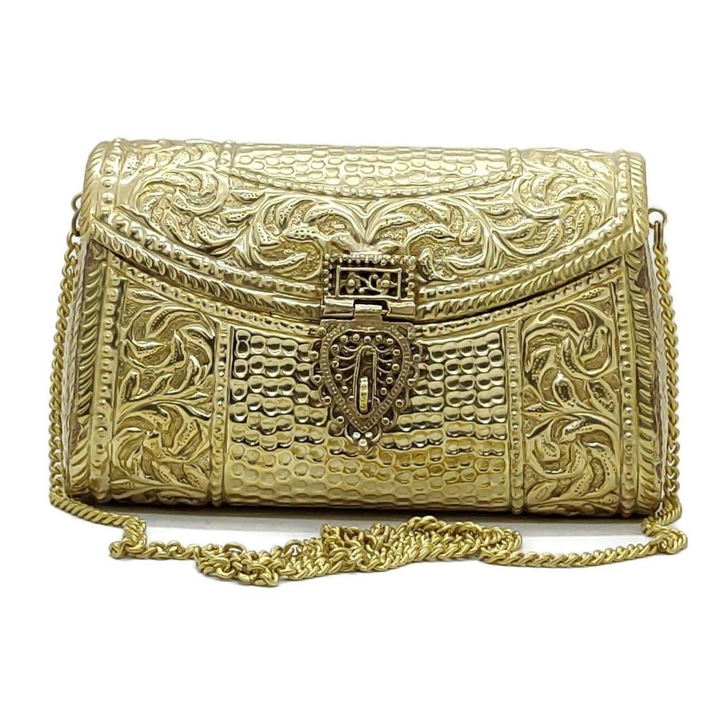 Women Gift Bridal Bag Brass Metal Clutch Sling Bag Indian Ethnic Antique Clutch