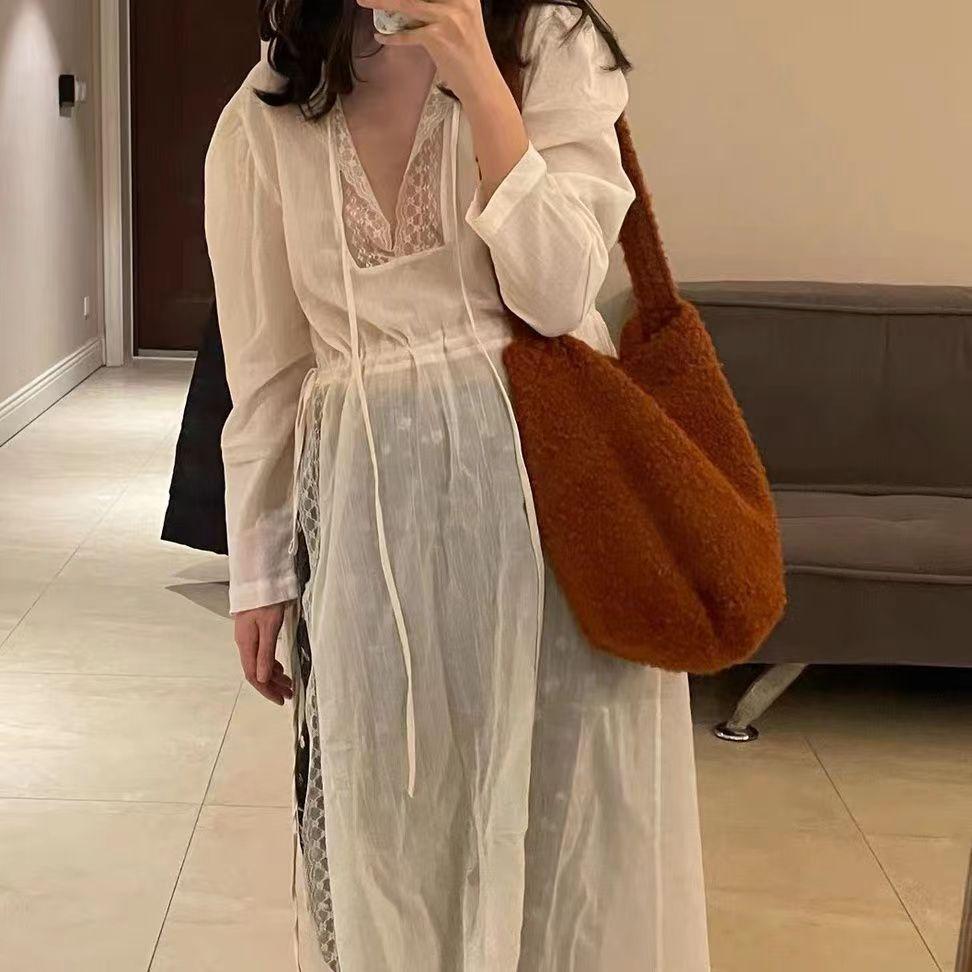 

Caramel plush practical round bottom shoulder bag, short shoulder strap crossbody, women s bag