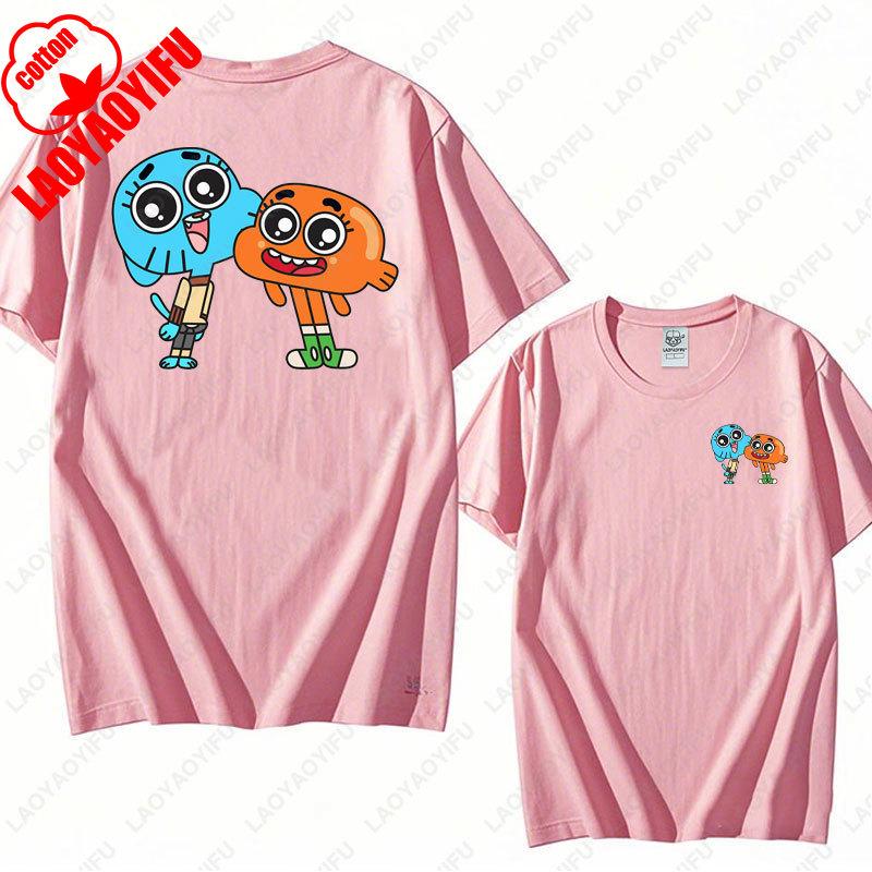 Animace Kreslený Gumball a Darwin Potisk Tričko Úžasný Svět Gumballa Tričko Nové Léto 2025 Kawaii Muž Žena Bavlněná Trička