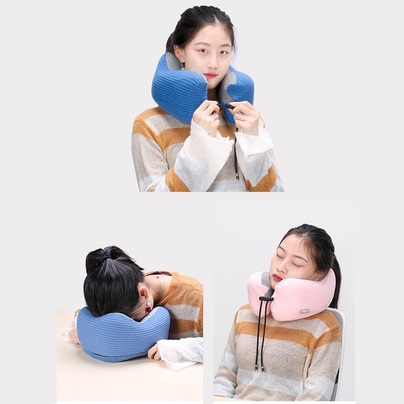 Memory Foam Travel Neck Pillow U-Shaped Adjustable Airplane Car Flight Pillow