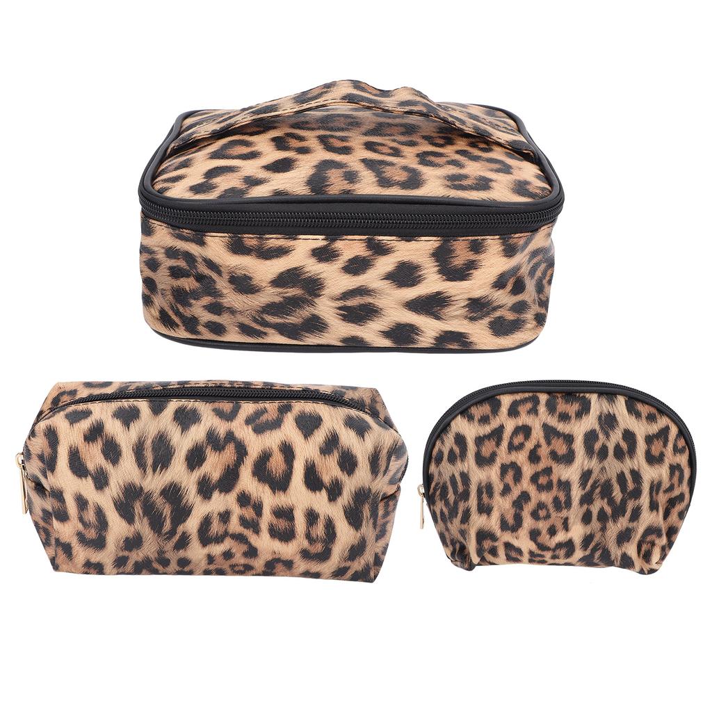 3 szt. Kosmetyczka do przechowywania makijażu PU Skóra Wodoodporna Zapinana na zamek Błyskawiczny Zestaw Saszetek Podróżnych na Produkty Toaletowe