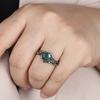 Exquisite Silver Color Round Ring for Women Set  Metal Inlaid Green White Stones Ring Set Jewelry
