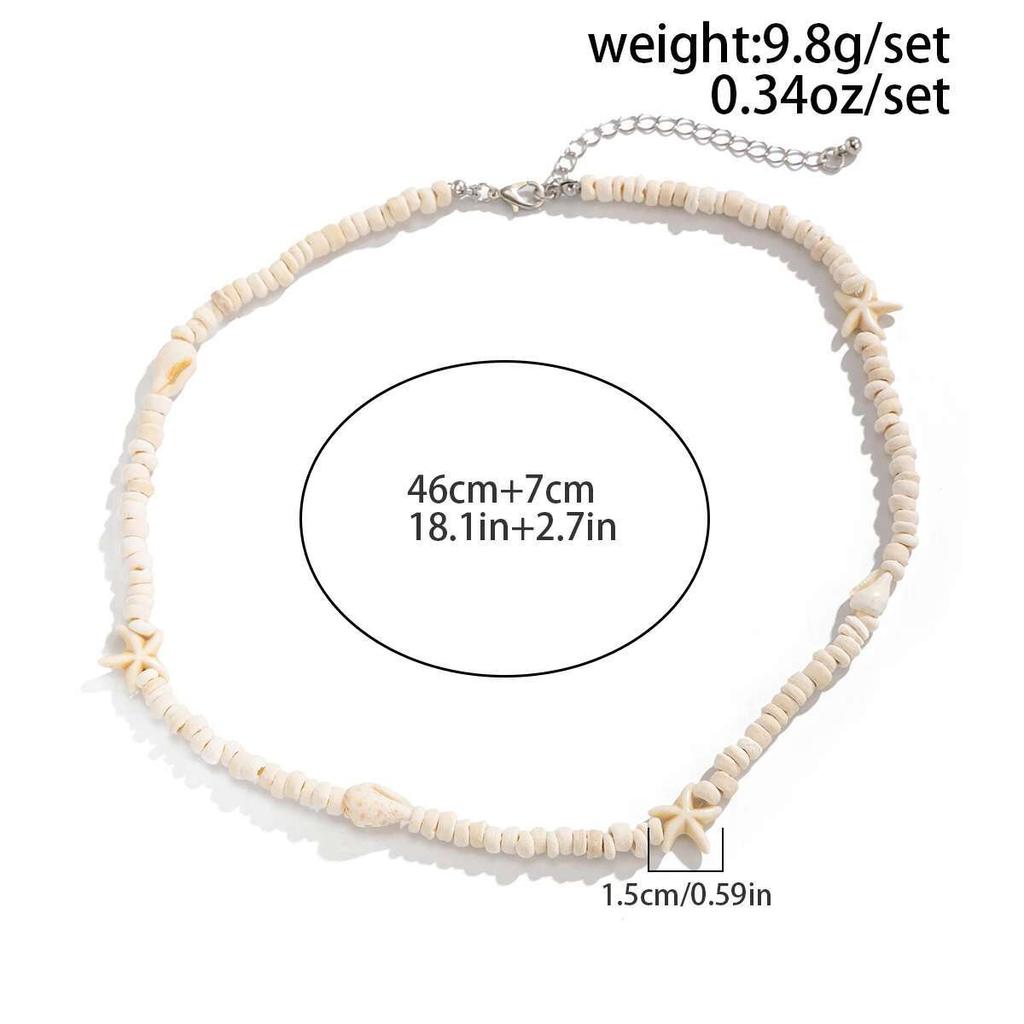 KunJoe Bohemia Starfish Conch Choker Necklace for Men Trendy Coconut Husk Wood Beads Collar Necklace  Jewelry on the Neck