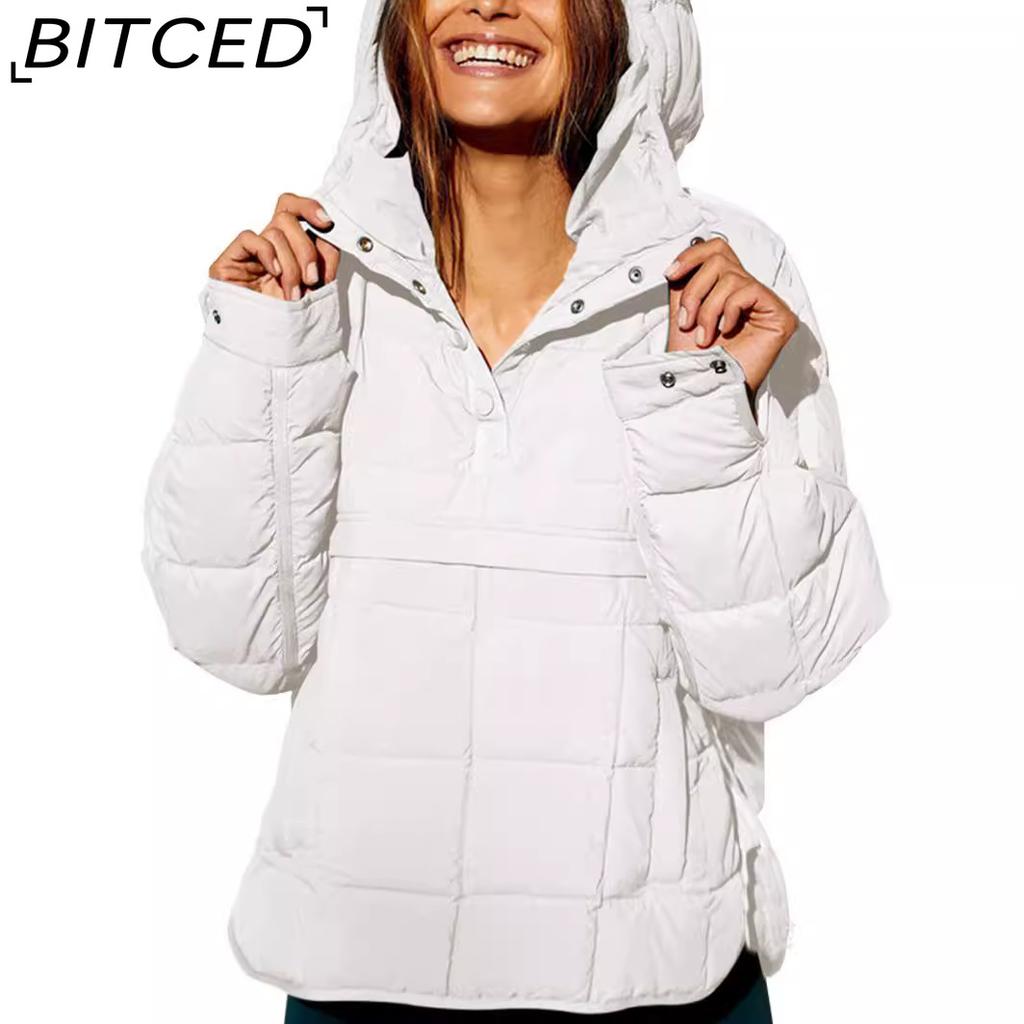 BITCED Women's Warm Cotton Coat with Zip-Up Cardigan