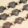 Vintage Cowboy Waistband PU Leather Heart Hollow Belt Simple Cowgirl Buckle Belt  Dress Decoration