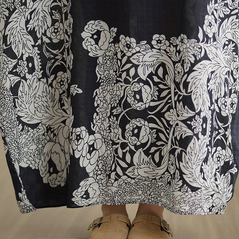 Dimanaf 2025 Women Plus Size Spring Long Dress Loose V-Neck Printing Vintage Casual Floral Oversize Long Sleeve 5027