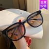 Rice nail sunglasses brown cat eye sunglasses new female Internet celebrity sunglasses trendy street shot