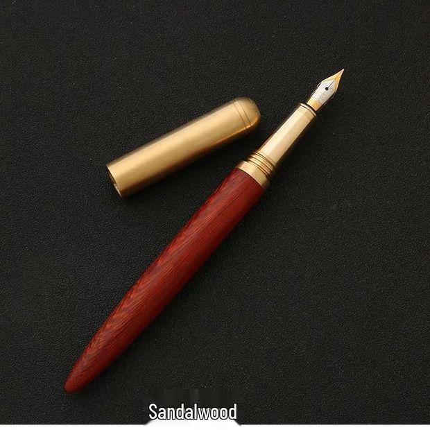 Signaturní plnicí pero ze santalového a palisandrového dřeva - High-end kaligrafie s ohnutým hrotem, k dispozici vlastní logo