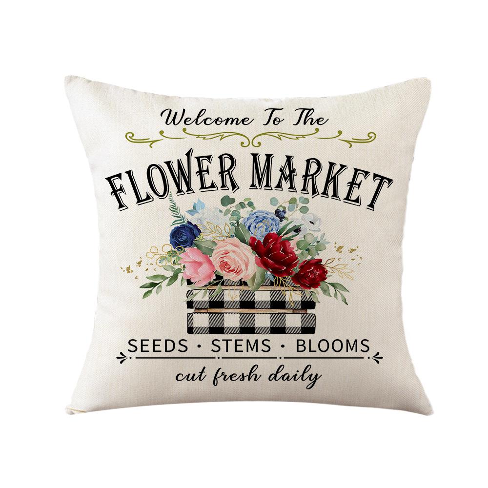 Thick Linen Printed Fabric Pillowcase Large Cushion Sofa Office Bedside Pillowcase Lumbar Pillow Car Backrest