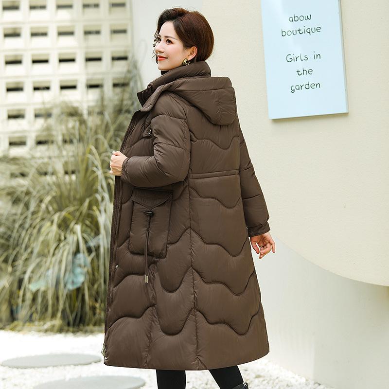 

Winter Padded Down Cotton-padded Jacket Long Over-the-knee Fashion Hooded Slim Cotton-padded Jacket Women s Plus Size Cotton-padded Jacket 5XL
