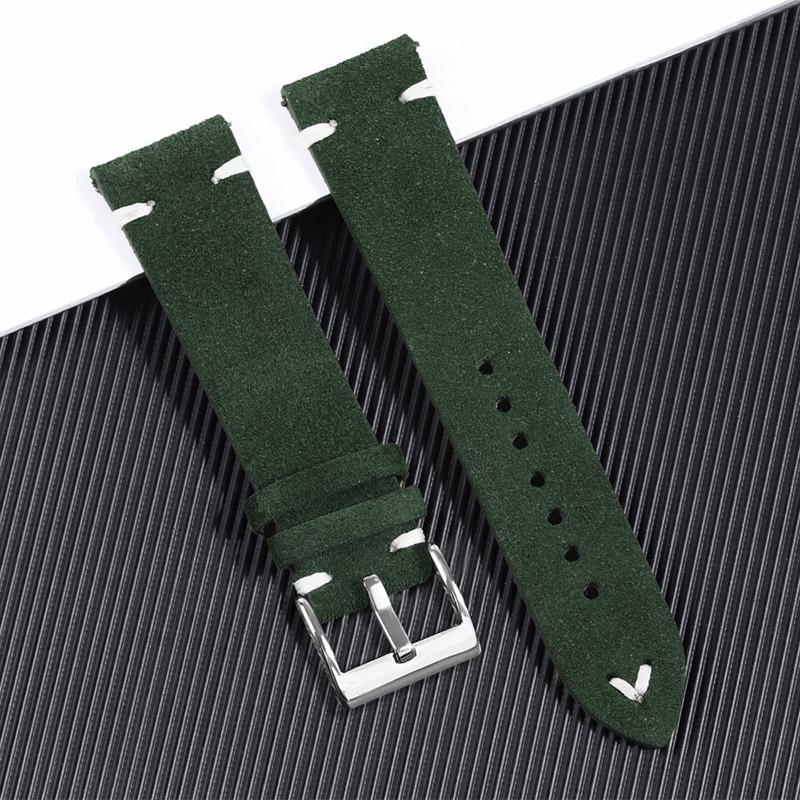 Miękki Bransoletka ze Skóry Naturalnej Zamszowej 18mm 20mm 22mm Pasek do Zegarka ze Skóry Krowiej dla Rolex Vintage Ręcznie Szyty Pasek na Nadgarstek dla Seiko