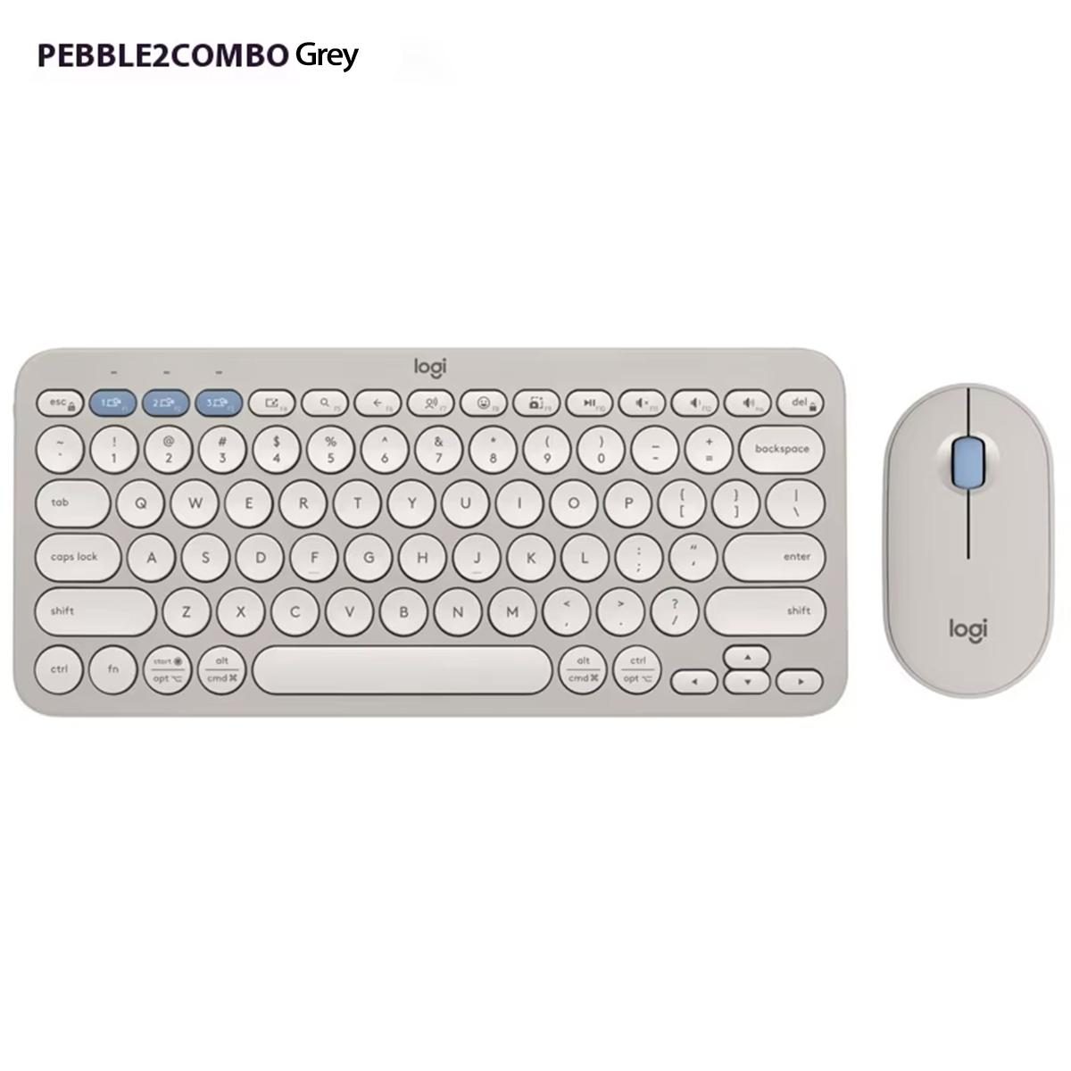 

Logitech PEBBLE 2 COMBO keyboard and mouse kit wireless dual-mode connection custom button pairing for three devices серый